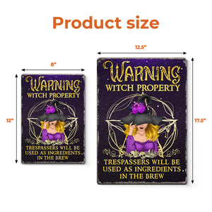 Avertissement Sorcière Propriété - Décoration d'intérieur personnalisée en métal - Cadeau d'Halloween pour les sorcières, vous-même