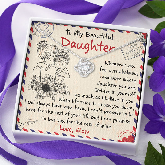 When Life Tries To Knock You Down, I Will Always Have Your Back - Family Love Knot Necklace - Gift For Daughter From Mom
