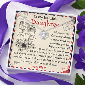 When Life Tries To Knock You Down, I Will Always Have Your Back - Family Love Knot Necklace - Gift For Daughter From Mom