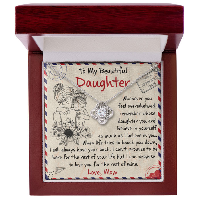 When Life Tries To Knock You Down, I Will Always Have Your Back - Family Love Knot Necklace - Gift For Daughter From Mom