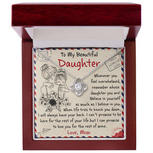 When Life Tries To Knock You Down, I Will Always Have Your Back - Family Love Knot Necklace - Gift For Daughter From Mom