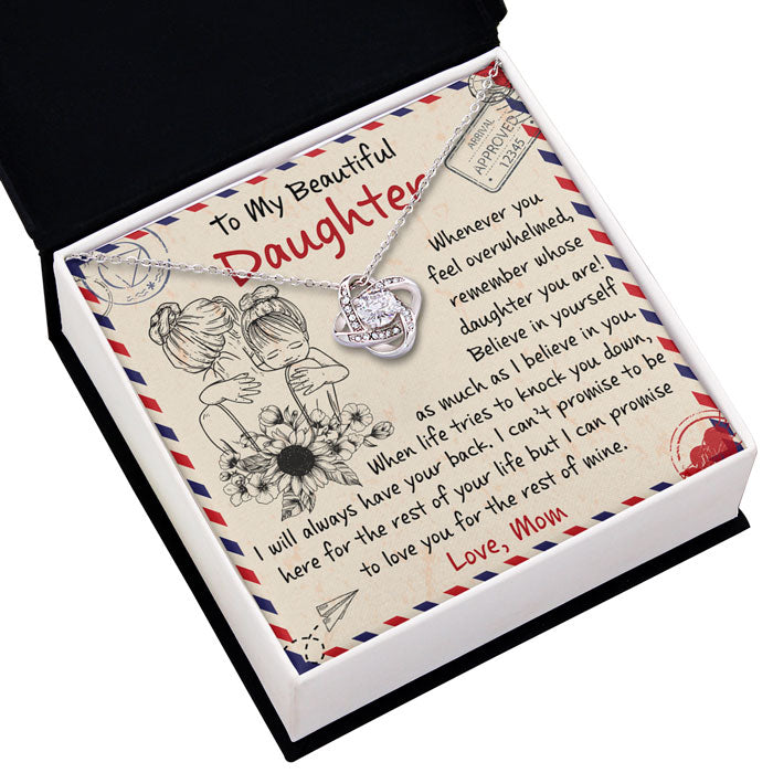 When Life Tries To Knock You Down, I Will Always Have Your Back - Family Love Knot Necklace - Gift For Daughter From Mom