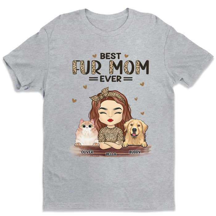 Meilleure maman à fourrure de tous les temps - T-shirt, sweat à capuche et sweat-shirt unisexe personnalisé pour chien et chat - Cadeau de fête des mères, d'anniversaire pour maman, propriétaires d'animaux et amoureux des animaux
