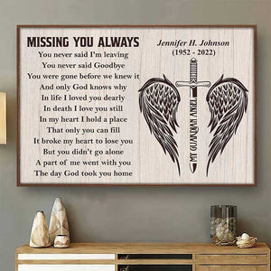 Tu me manques toujours - Affiche horizontale personnalisée commémorative - Cadeau de condoléances pour les membres de la famille