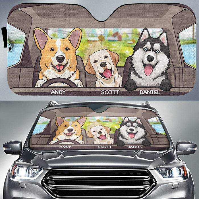 Animaux drôles conduisant une voiture – Pare-soleil personnalisé pour voiture – Cadeau pour propriétaires et amoureux des animaux