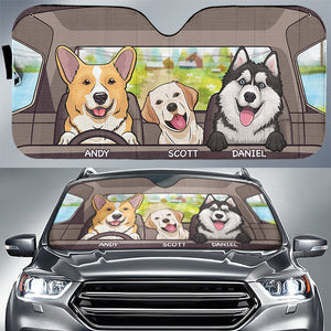 Animaux drôles conduisant une voiture – Pare-soleil personnalisé pour voiture – Cadeau pour propriétaires et amoureux des animaux