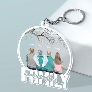 La famille est primordiale - Porte-clés personnalisé en acrylique en forme de boule à neige - Cadeau pour les membres de la famille
