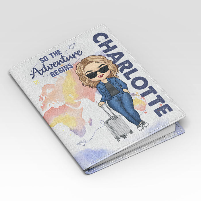Alors l'aventure commence - Étui de passeport personnalisé pour voyage, porte-passeport - Cadeau pour les amoureux du voyage