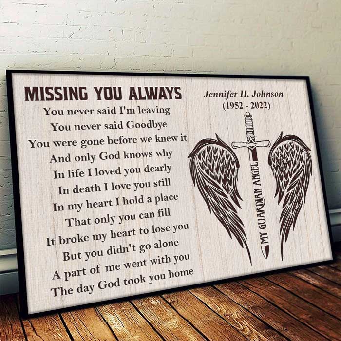 Tu me manques toujours - Affiche horizontale personnalisée commémorative - Cadeau de condoléances pour les membres de la famille