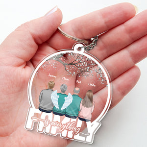 La famille est primordiale - Porte-clés personnalisé en acrylique en forme de boule à neige - Cadeau pour les membres de la famille