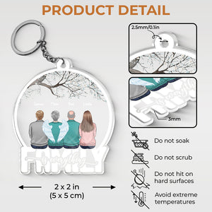La famille est primordiale - Porte-clés personnalisé en acrylique en forme de boule à neige - Cadeau pour les membres de la famille