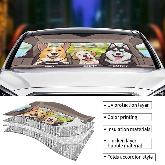 Animaux drôles conduisant une voiture – Pare-soleil personnalisé pour voiture – Cadeau pour propriétaires et amoureux des animaux