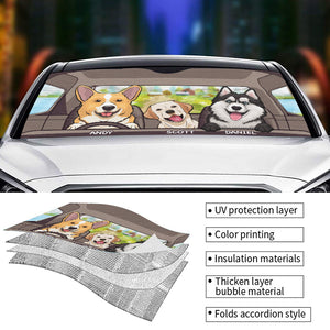 Animaux drôles conduisant une voiture – Pare-soleil personnalisé pour voiture – Cadeau pour propriétaires et amoureux des animaux