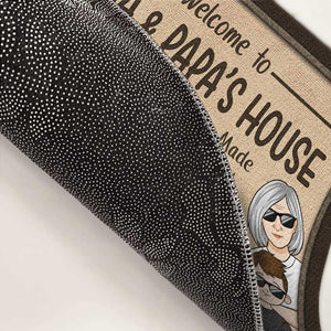 Welcome To Nana & Papa's House - Family Personalized Custom Decorative Mat - Gift For Family Members
