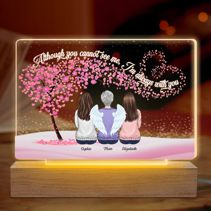 Mère et filles unies pour toujours - Lampe LED 3D rectangulaire personnalisée pour la famille - Cadeau d'anniversaire et de fête des mères pour maman