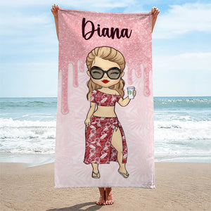 Life's A Beach, Enjoy The Party - Bestie Personalized Custom Beach Towel - Gift For Best Friends, BFF, Sisters