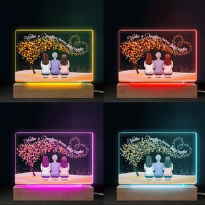Mère et filles unies pour toujours - Lampe LED 3D rectangulaire personnalisée pour la famille - Cadeau d'anniversaire et de fête des mères pour maman