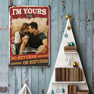 Aucun retour ni remboursement - Affiche verticale personnalisée pour couple - Télécharger une image, cadeau pour mari et femme, anniversaire