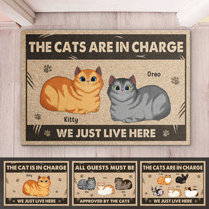 Les chats sont aux commandes - Tapis décoratif personnalisé pour chat - Cadeau pour propriétaires et amoureux des animaux