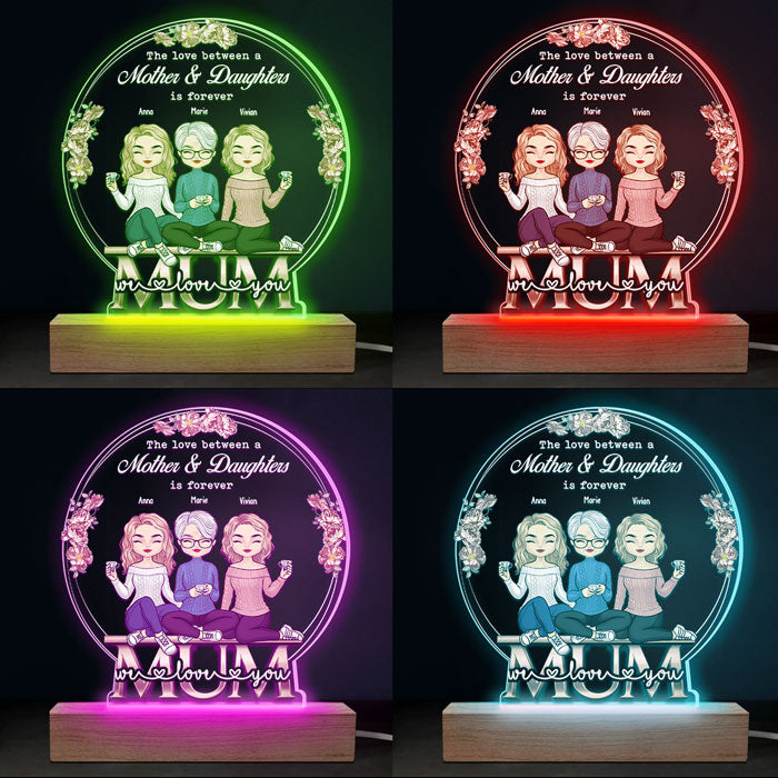 L'amour entre mère et fille - Boule à neige LED 3D personnalisée pour la famille - Cadeau d'anniversaire pour maman de la part de sa fille