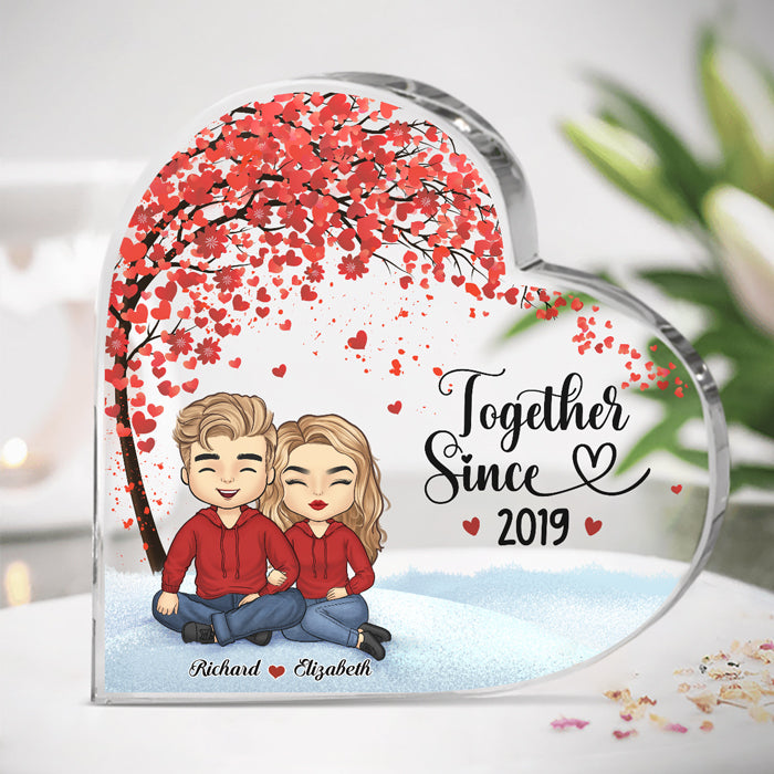 Ensemble depuis - Plaque acrylique personnalisée en forme de cœur pour couple - Cadeau pour mari et femme, anniversaire