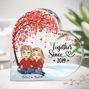 Ensemble depuis - Plaque acrylique personnalisée en forme de cœur pour couple - Cadeau pour mari et femme, anniversaire
