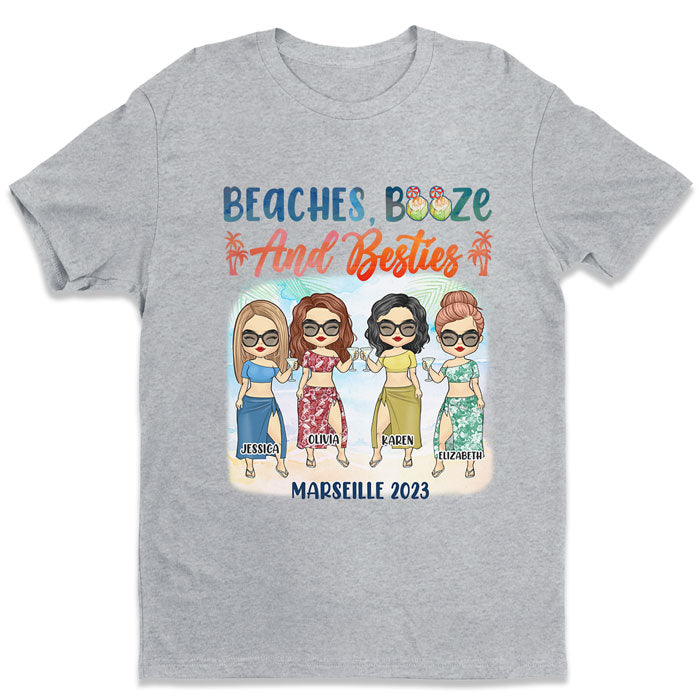 Plages, alcool et meilleure amie - Cadeau pour meilleure amie, t-shirt unisexe personnalisé