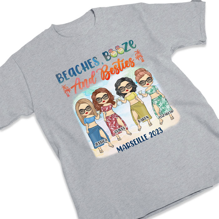 Plages, alcool et meilleure amie - Cadeau pour meilleure amie, t-shirt unisexe personnalisé