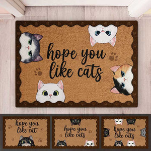 Bienvenue, j'espère que vous aimez les chats - Tapis décoratif personnalisé pour chat - Cadeau pour les propriétaires d'animaux et les amoureux des animaux