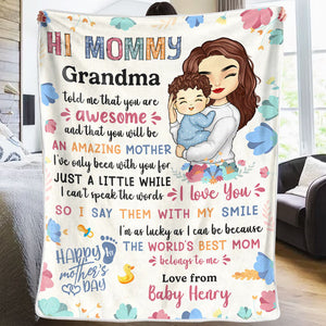 Je dis que je t'aime avec mon sourire - Couverture personnalisée pour bébé - Cadeau pour la fête des mères, baby shower, première maman