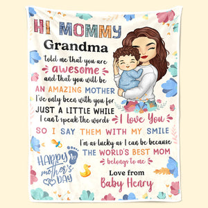 Je dis que je t'aime avec mon sourire - Couverture personnalisée pour bébé - Cadeau pour la fête des mères, baby shower, première maman