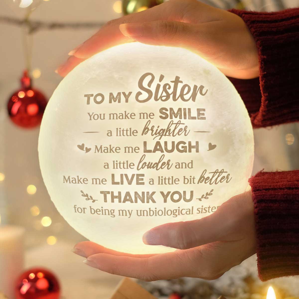 À ma sœur, tu me fais sourire un peu plus fort - Lampe de lune - Cadeau pour meilleure amie, meilleure amie, sœur, cadeau d'anniversaire pour meilleure amie et amie, cadeau de Noël