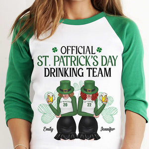 Official St. Patrick's Day Drinking Team - Gift For Besties, Personalized St. Patrick's Day Unisex Raglan Shirt.