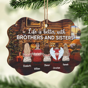 La vie est meilleure avec frère et sœur - Décoration de Noël en bois personnalisée en forme de Benelux - Cadeau pour frères et sœurs, cadeau de Noël