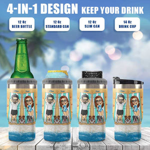 Husband Wife & The Dogs - Personalized Can Cooler - Gift For Couples, Husband Wife