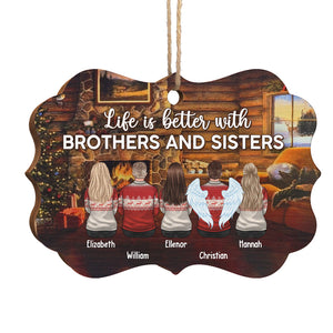 La vie est meilleure avec frère et sœur - Décoration de Noël en bois personnalisée en forme de Benelux - Cadeau pour frères et sœurs, cadeau de Noël