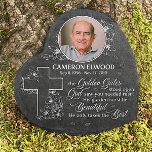 God Saw You Needed Rest - Personalized Memorial Stone, Human Grave Marker - Upload Image, Memorial Gift, Sympathy Gift