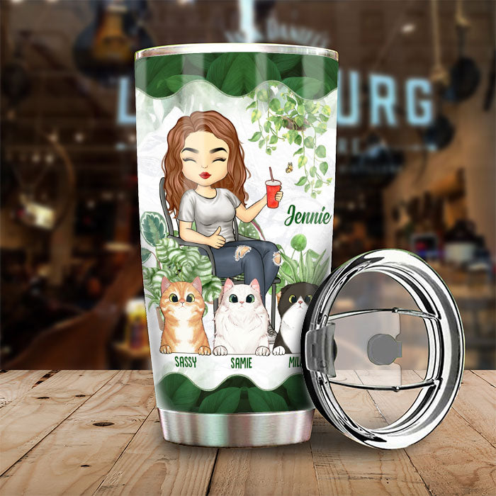 Passez du temps avec les chats - Gobelet personnalisé - Cadeau pour les amateurs de jardinage