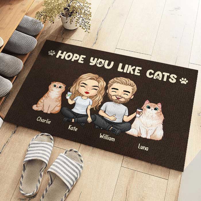 J'espère que vous aimez les chats - Tapis décoratif personnalisé pour chat - Cadeau pour les propriétaires d'animaux et les amoureux des animaux