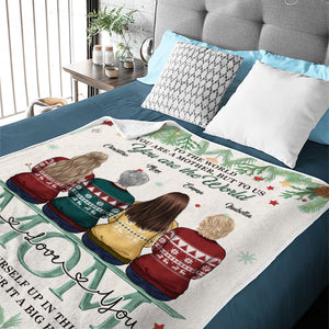 Mother & Daughters From The Start, Best Friends Forever From The Heart - Family Personalized Custom Blanket - Christmas Gift For Mother From Daughter