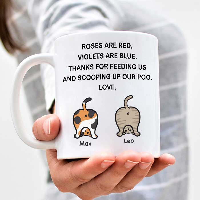 Thanks For Scooping Up Our Poo - Funny Personalized Cat Mug.