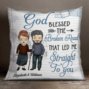 The Broken Road That Led Me Straight To You - Gift For Couples, Personalized Pillow (Insert Included).