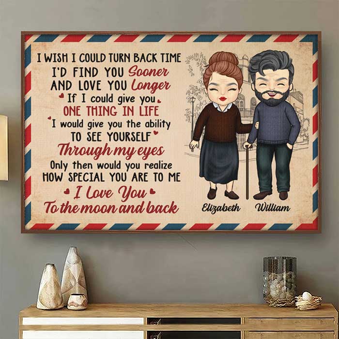 I Love You To The Moon And Back - Gift For Couples, Personalized Horizontal Poster.