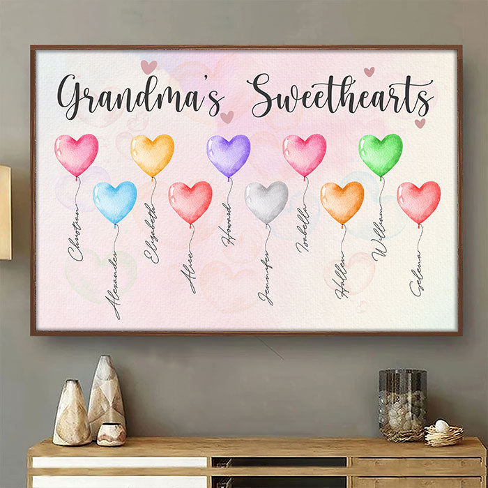 Les amours de grand-mère - Cadeau pour grand-mère - Affiche horizontale personnalisée