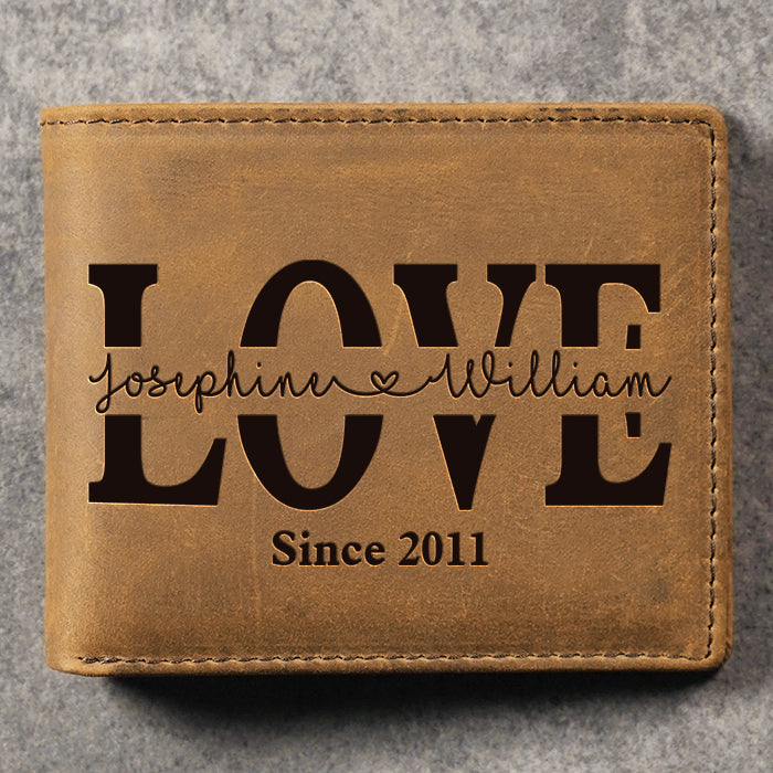 Je t'aimerai toujours - Portefeuille à deux volets personnalisé - Cadeau pour couple, mari et femme