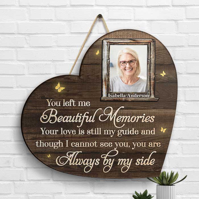 Though I Can't See You, You're Always By My Side - Upload Image, Personalized Shaped Wood Sign.