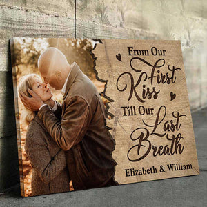 Dès notre premier baiser - Toile horizontale personnalisée - Télécharger une image, cadeau pour couple, mari et femme