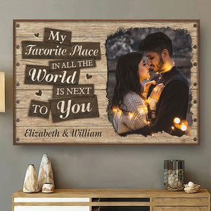 I Love To Stay Next To You - Upload Image, Gift For Couples, Husband Wife - Personalized Horizontal Poster.