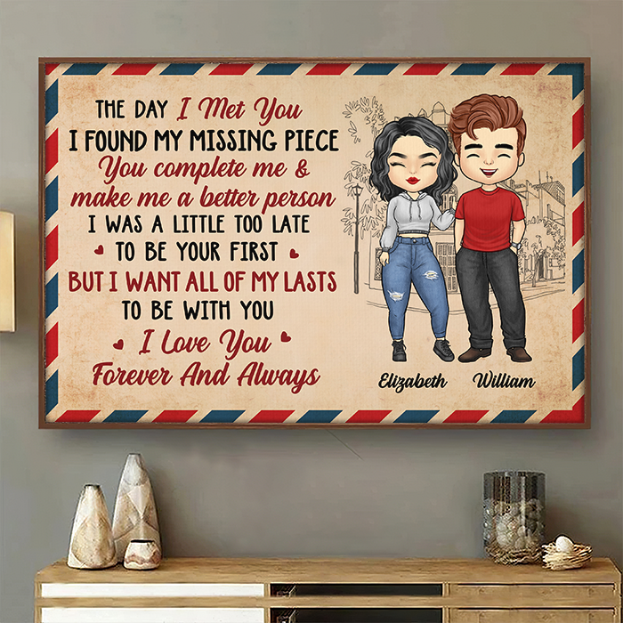 You Make Me A Better Person - Gift For Couples, Personalized Horizontal Poster.