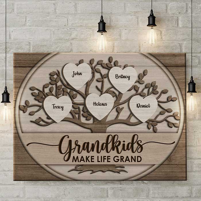 Les petits-enfants rendent la vie magnifique - Toile horizontale personnalisée - Cadeau pour les grands-parents